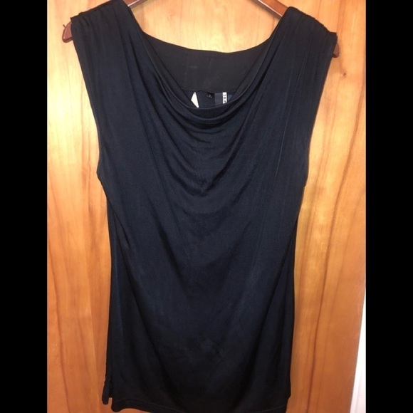 D.E.P.T Black Elegant Cowle  Neck open back  Bow Blouse - Picture 2 of 6
